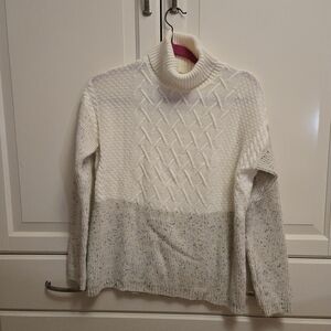Belldini Textured Mixed Cream Turtleneck Sweater